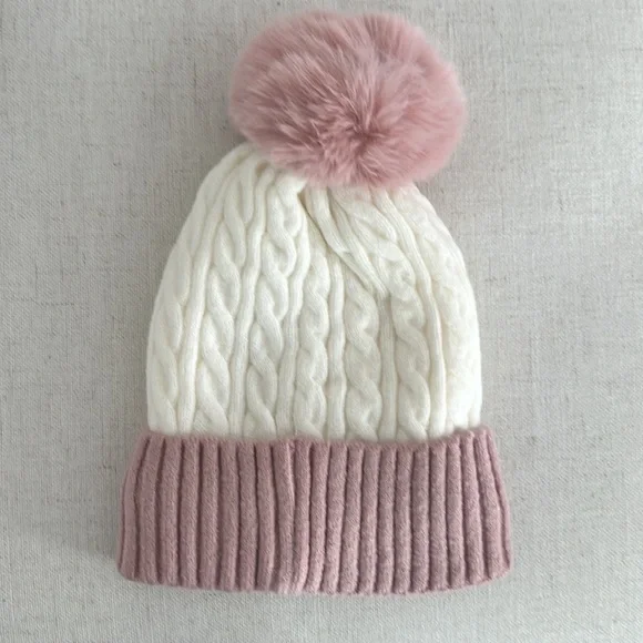 UGG pink and cream Pom Pom beanie - Picture 2 of 3